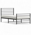 vidaXL Metal Bed Frame with Headboard and Footboard Black 107x203 cm