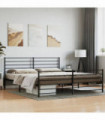 vidaXL Metal Bed Frame with Headboard and Footboard Black 193x203 cm