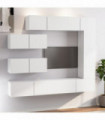 7 Piece TV Cabinet Set White Engineered Wood