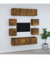 8 Piece TV Cabinet Set Smoked Oak Engineered Wood