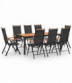 9 Piece Garden Dining Set Aluminium Black