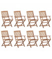 Folding Outdoor Chairs 8 pcs Solid Acacia Wood