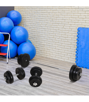 HOMCOM Dumbbells and Barbell Set with 65kg Adjustable Weights for Home Gym