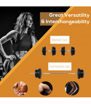 HOMCOM Dumbbells and Barbell Set with 65kg Adjustable Weights for Home Gym