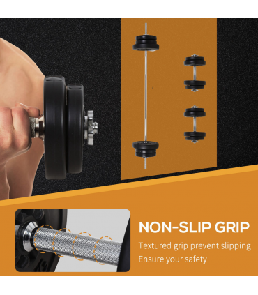 HOMCOM Dumbbells and Barbell Set with 65kg Adjustable Weights for Home Gym