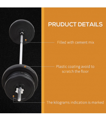 HOMCOM Dumbbells and Barbell Set with 65kg Adjustable Weights for Home Gym