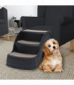 vidaXL Folding 3-Step Dog Stairs Black
