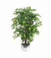 90cm Artificial Ficus Tree / Plant - Silver Metal Planter