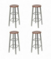 Bar Stools 4 pcs Silver and Brown MDF