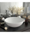 vidaXL Bathroom Sink Ceramic Matt White Round