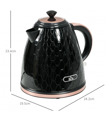 HOMCOM Electric Kettle, Fast Boil, 1.7L, 3kW, Swivel, Auto Shut-off, Black