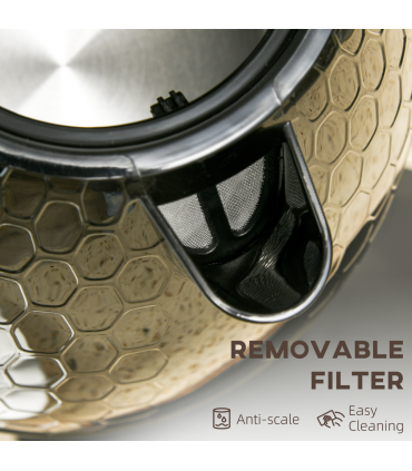 HOMCOM Electric Kettle, Fast Boil, 1.7L, 3kW, Swivel, Auto Shut-off, Black