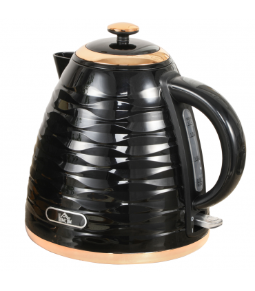 HOMCOM Electric Kettle, Fast Boil, 1.7L, 3kW, Swivel, Black Ripple