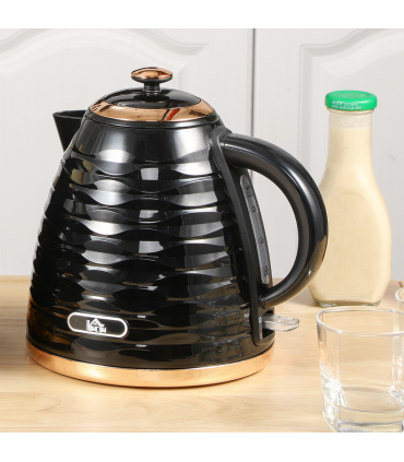 HOMCOM Electric Kettle, Fast Boil, 1.7L, 3kW, Swivel, Black Ripple