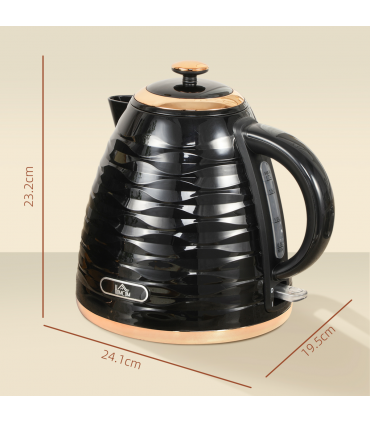 HOMCOM Electric Kettle, Fast Boil, 1.7L, 3kW, Swivel, Black Ripple