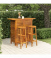 3 Piece Garden Bar Set Solid Wood Acacia
