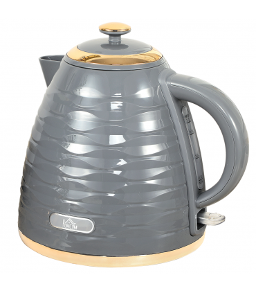 HOMCOM Electric Kettle, Fast Boil, 1.7L, 3kW, Swivel, Grey Ripple