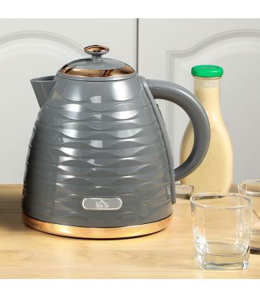 HOMCOM Electric Kettle, Fast Boil, 1.7L, 3kW, Swivel, Grey Ripple