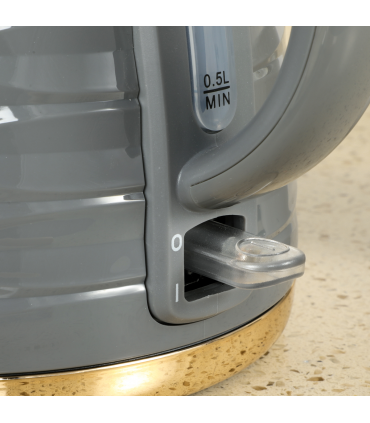 HOMCOM Electric Kettle, Fast Boil, 1.7L, 3kW, Swivel, Grey Ripple