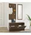 vidaXL 3-in-1 Shoe Cabinet Set Brown Oak Engineered Wood