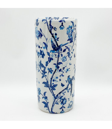 18" ROUND BLUE & WHITE BIRD UMBRELLA STAND