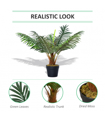 Artificial Palm Tree  8 Leaves with Nursery Pot, Fake Tropical Tree 60cm