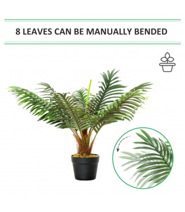 Artificial Palm Tree  8 Leaves with Nursery Pot, Fake Tropical Tree 60cm