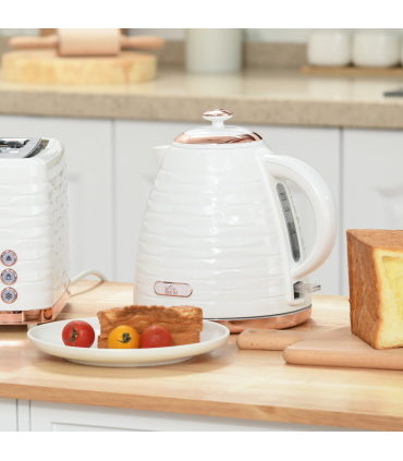 HOMCOM Electric Kettle, Fast Boil, 1.7L, 3kW, Swivel, White Ripple