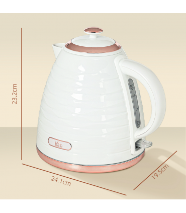 HOMCOM Electric Kettle, Fast Boil, 1.7L, 3kW, Swivel, White Ripple