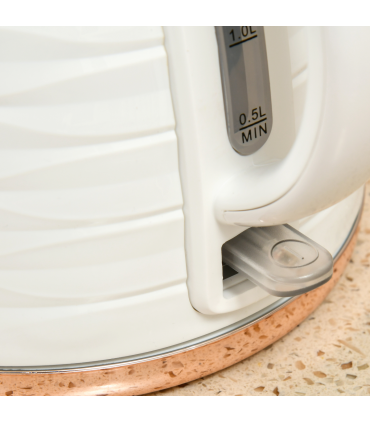 HOMCOM Electric Kettle, Fast Boil, 1.7L, 3kW, Swivel, White Ripple
