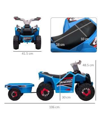 Kids Ride-On ATV Blue Grey Black 6V 4.5AH PP Metal 48.5H x 106L x 41.5Wcm