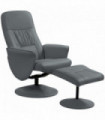 HOMCOM PU Leather Armchair and Footrest Swivel Recliner w/ Ottoman Grey