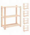3-Tier Storage Racks 5 pcs 80x38x90 cm Solid Pinewood 150 kg