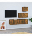 4 Piece TV Cabinet Set Smoked Oak Engineered Wood
