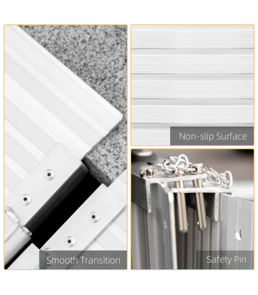 Aluminum Silver 183 cm x 72 cm x 5 cm Wheelchair Ramp for Mobility Scooters