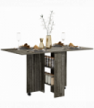 HOMCOM Mobile Drop Leaf Dining Table Folding Desk w/ 2 wheels Storage Shelves