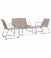 vidaXL 4 Piece Garden Lounge Set Fabric & Steel Taupe