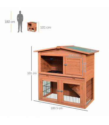 Rabbit Hutch A-Frame Wood Wooden Natural Wood Finish 100.5L x 55W x 101H cm