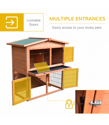 Rabbit Hutch A-Frame Wood Wooden Natural Wood Finish 100.5L x 55W x 101H cm
