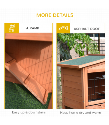 Rabbit Hutch A-Frame Wood Wooden Natural Wood Finish 100.5L x 55W x 101H cm