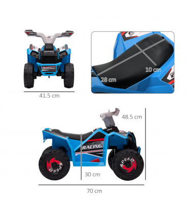 Electric Quadbike Blue PP Metal 48.5H x 70L x 41.5W cm 25kg 6V Kids Ride-On ATV