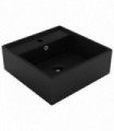 vidaXL Luxury Basin Overflow Square Matt Black 41x41 cm Ceramic