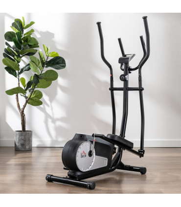 HOMCOM Elliptical Cross Trainer w/ Adjustable Resistance, LCD Monitor, Wheels