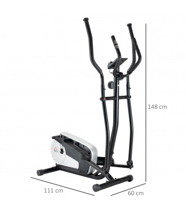 HOMCOM Elliptical Cross Trainer w/ Adjustable Resistance, LCD Monitor, Wheels