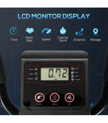 HOMCOM Elliptical Cross Trainer w/ Adjustable Resistance, LCD Monitor, Wheels