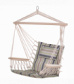 100x106cm Hanging Hammock Chair Thick Rope Frame Pillow Wooden Arms Stripes