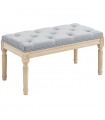 HOMCOM End of Bed Bench Tufted Upholstered Foot Stool, Light Grey