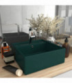 Luxury Basin Overflow Square Matt Dark Green 41x41 cm Ceramic