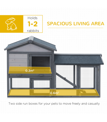 5ft Wooden Rabbit Guniea Pigs Hutch with Run 2 Tiers Outdoor Cage Pet House