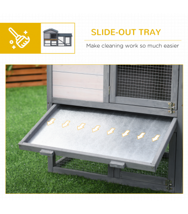 5ft Wooden Rabbit Guniea Pigs Hutch with Run 2 Tiers Outdoor Cage Pet House